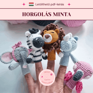 Afrikai állatok ujjbábok horgolási minta