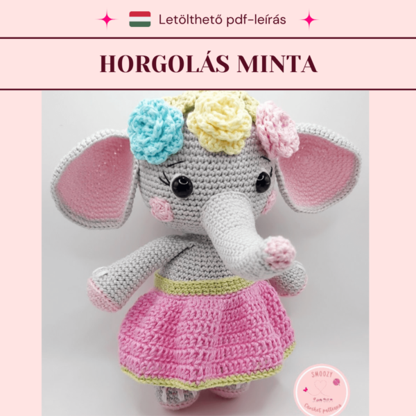 Horgolt elefánt mintaleírás