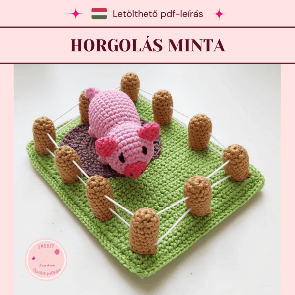Horgolt malacka és malac ól mintaleírás
