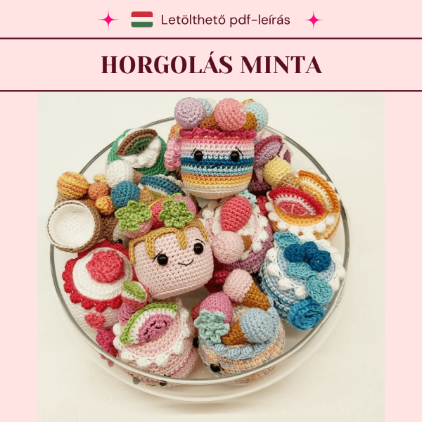 Horgolt mini sütik mintaleírás