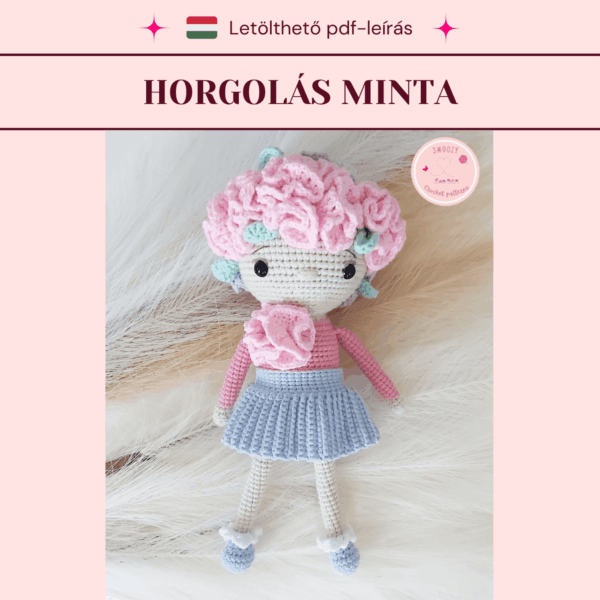 Horgolt szegfű virág baba horgolási minta
