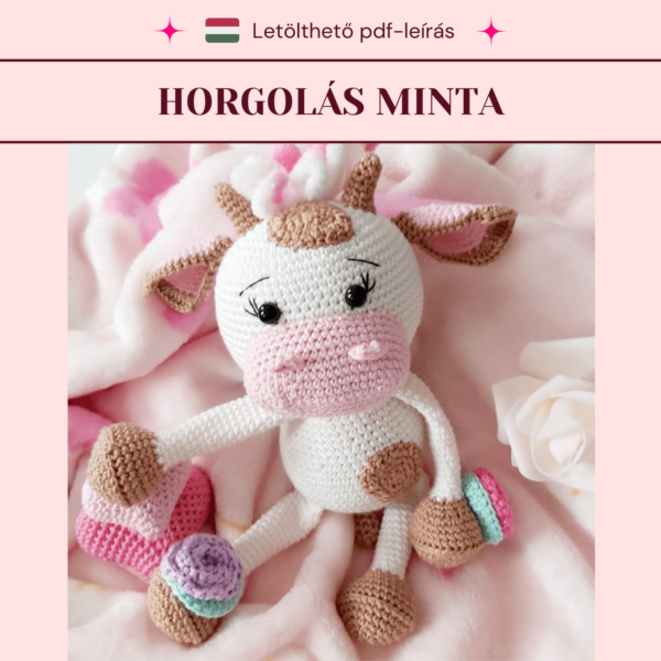 Horgolt tehén mintaleírás