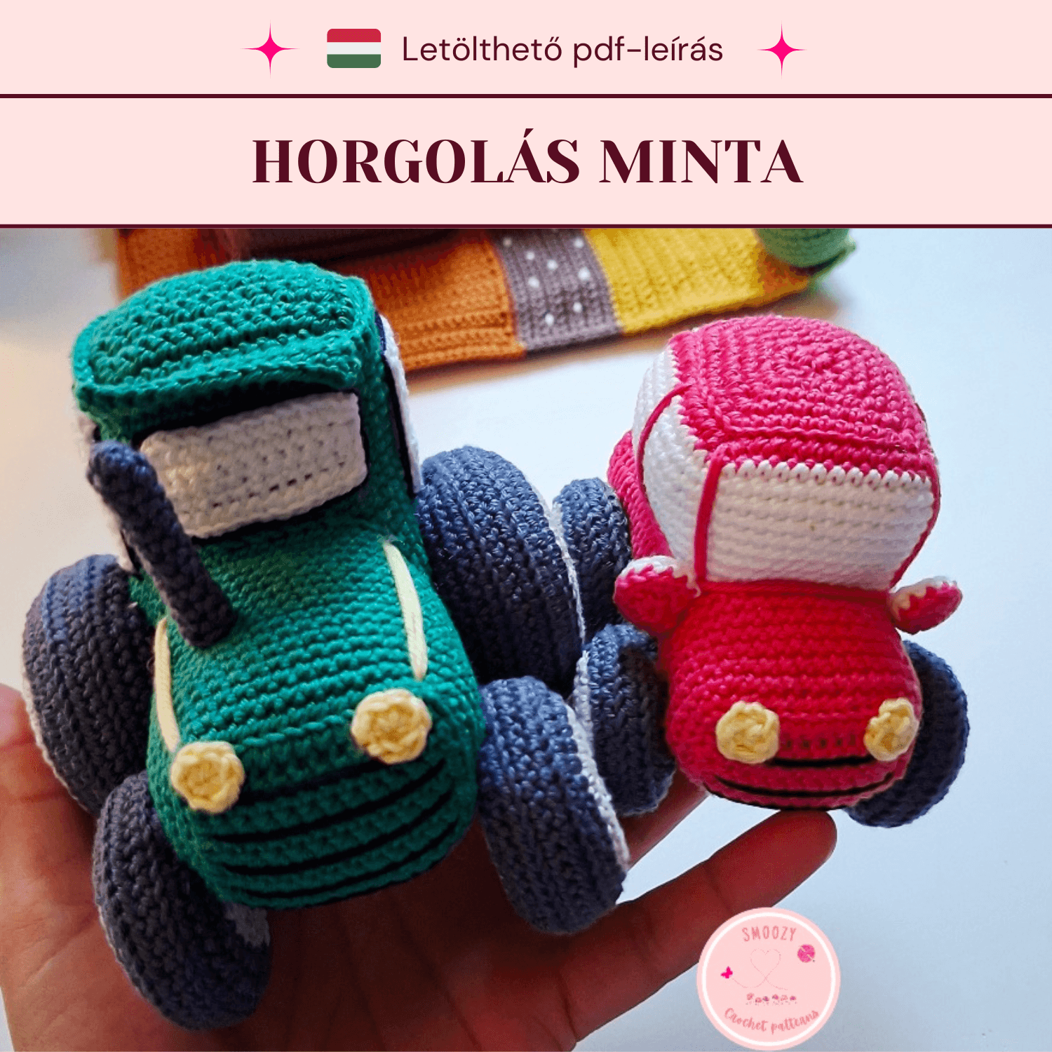 Horgolt traktor és horgolt autó horgolási minta