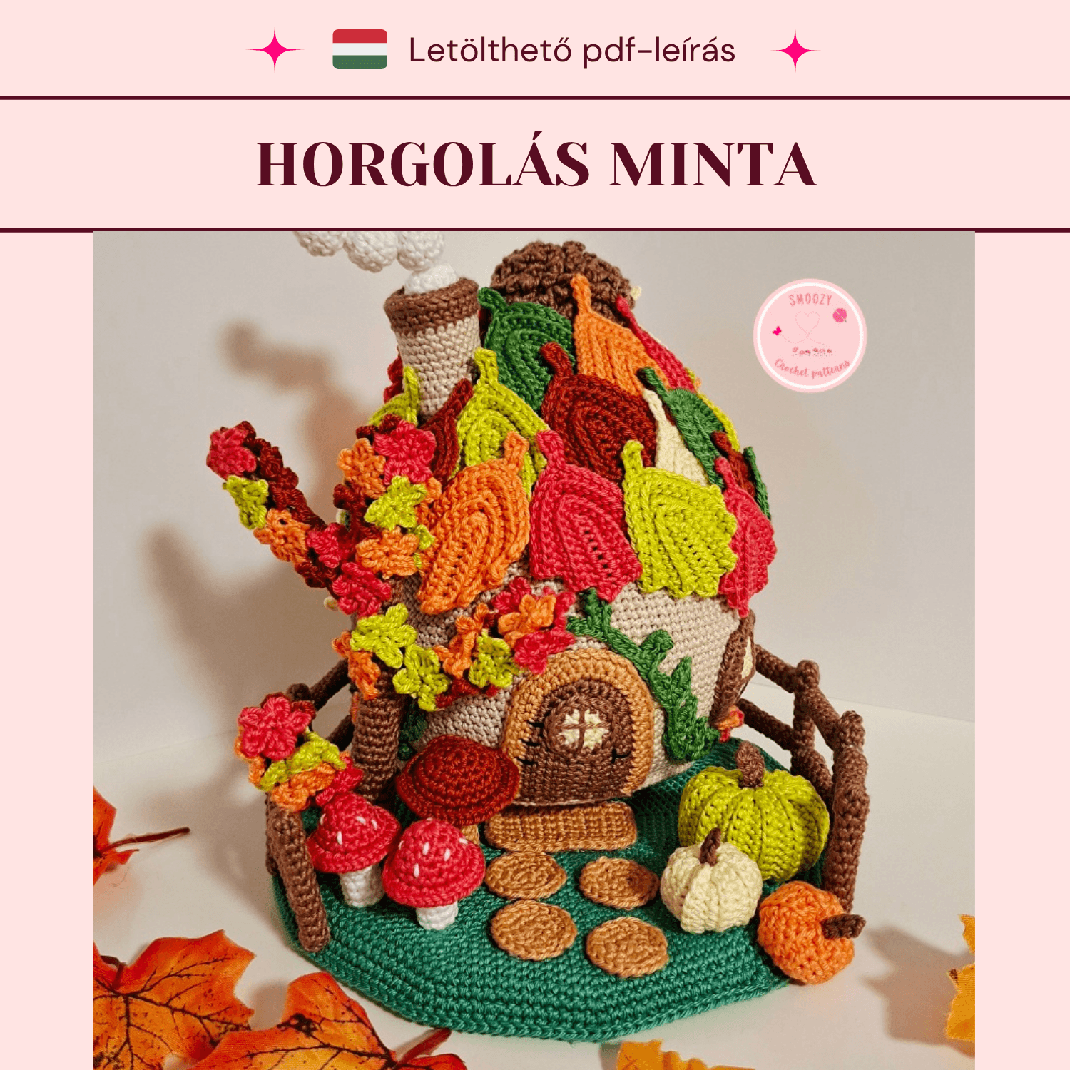 Őszi házikó és kert horgolás minta