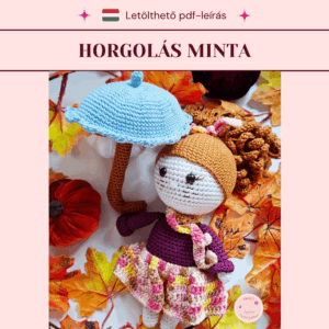 Őszi kislány esernyővel horgolás minta
