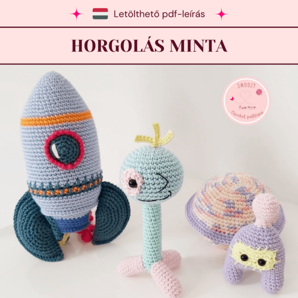 Horgolt rakéta, bolygó és űrlények mintaleírás